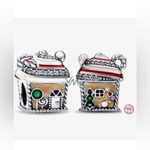 Holiday Gingerbread House Sterling Silver S925 Charm with Gift Box NEW